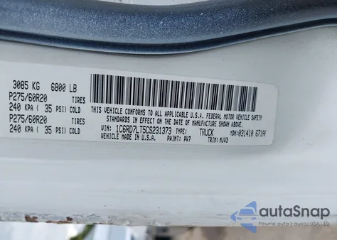2012 Dodge Ram 1500 Slt z USA, uszkodzony, nr VIN 1C6RD7LT5CS231373